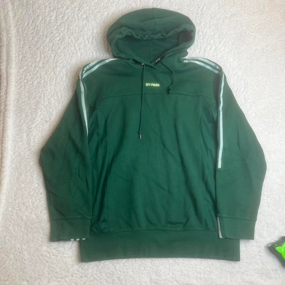 Adidas ivy park green boxy hoodie embroidered logo sleeve hit M